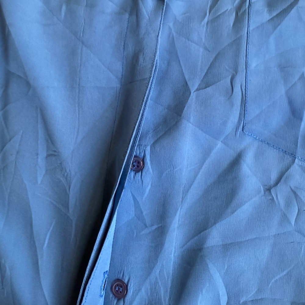 Vintage 100% SILK Women's Blue Short Sleeve Button Up Blouse | Size 4 - Picture 5 of 8